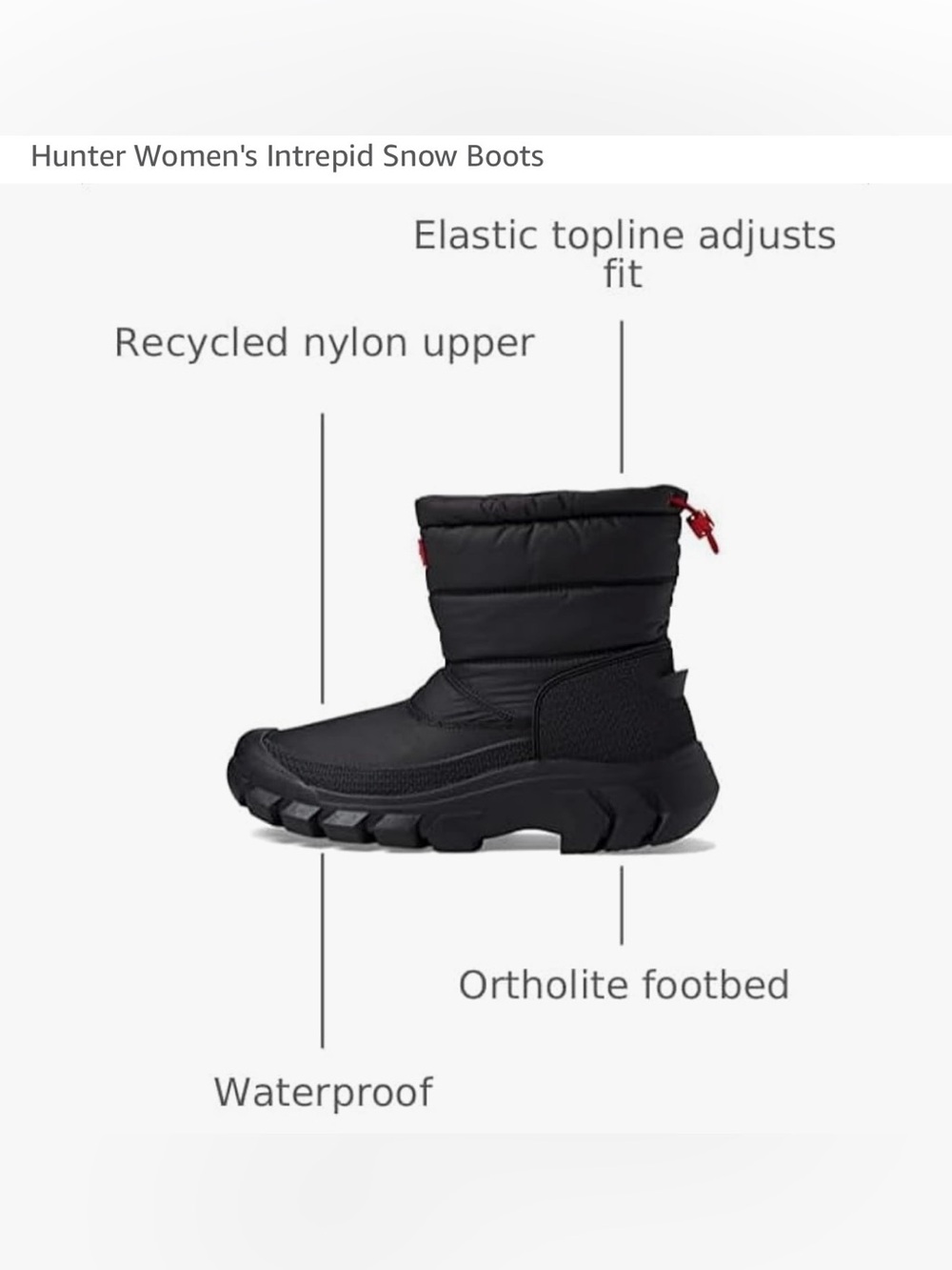 NWT Hunter Women's Intrepid Short Snow Boot
Black/Red, Size US 7 - Picture 4 of 15